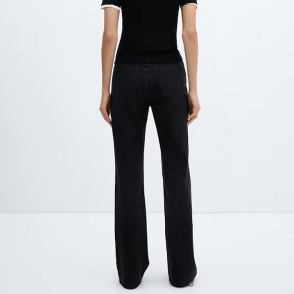 Mango Black Wide leg mid-rise jeans - Size 8 - EUC - Picture 3 of 4